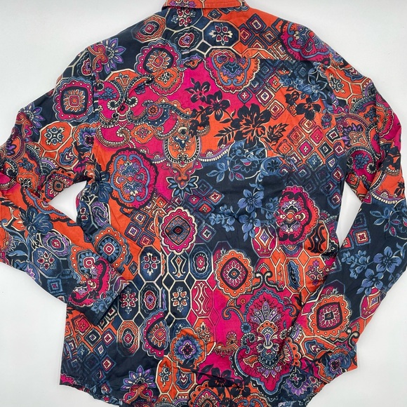 Jones New York Signature | Collared Buttoned Blouse Shirt Top Multicolor Size L - Picture 3 of 9